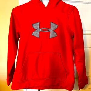 Under Armour Red and Gray Hoodie, youth size L